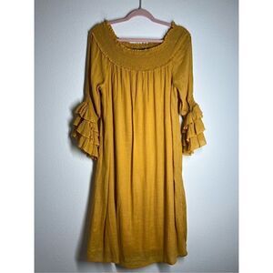 Mlle Gabrielle Bohemian Yellow Ruffle Sleeve Dress Size 1X